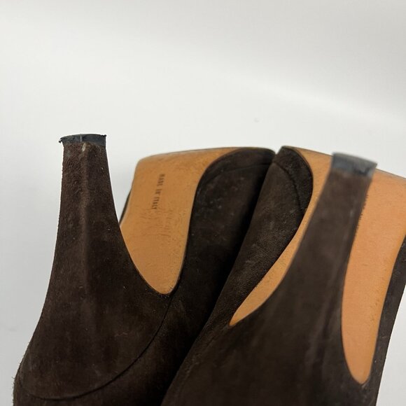 Salvatore Ferragamo Suede Leather Heels Pumps Brown Vintage Shoes Womens Sz 9 B - Picture 7 of 10